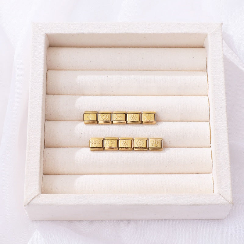 Wholesale 9mm Italian Charm Starter Bracelets DIY square Single Section Creative Stainless Steel Composable Bracelet