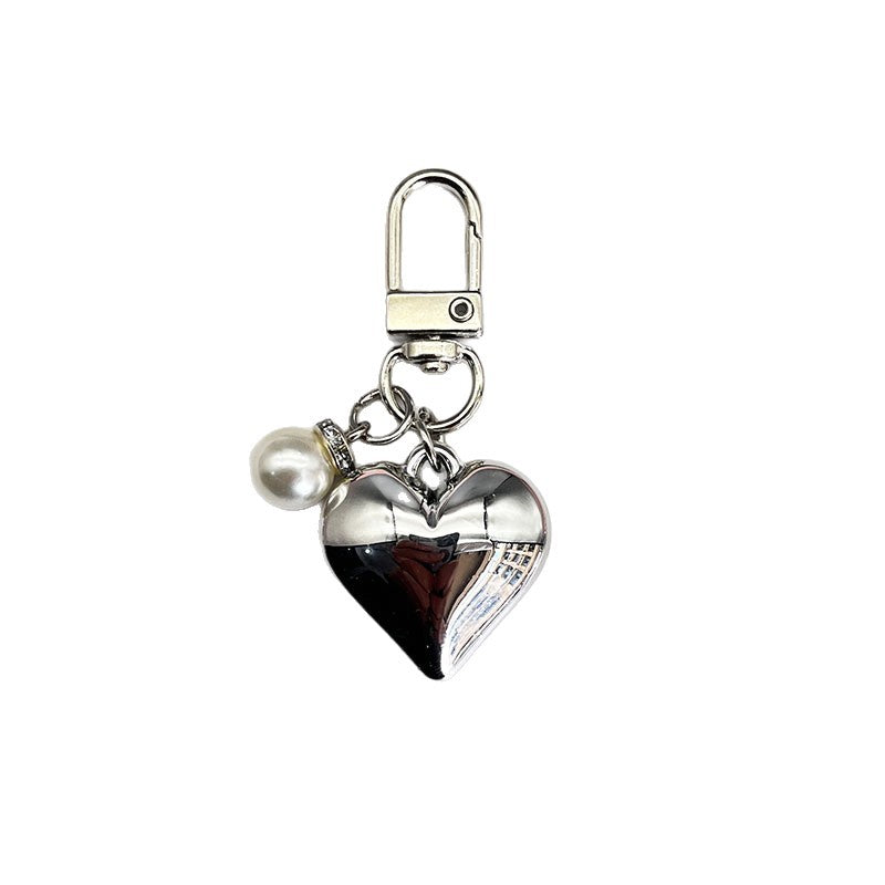 Wholesale Heart Bow Electroplated Alloy Bag Charm Stylish Couple Keychain Everyday Wear And Decorative Accessory