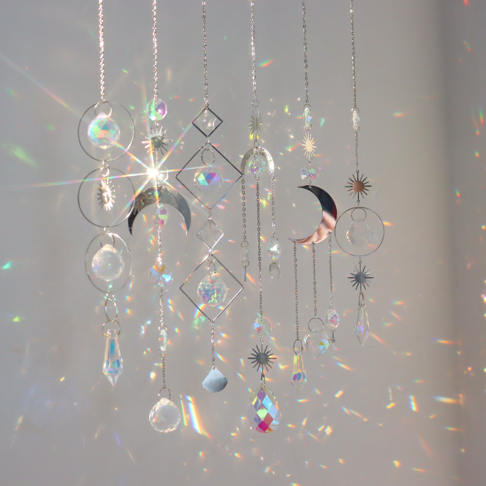 Wholesale Gold and Silver Crystal Sun Catcher hanging window Sun prism decoration