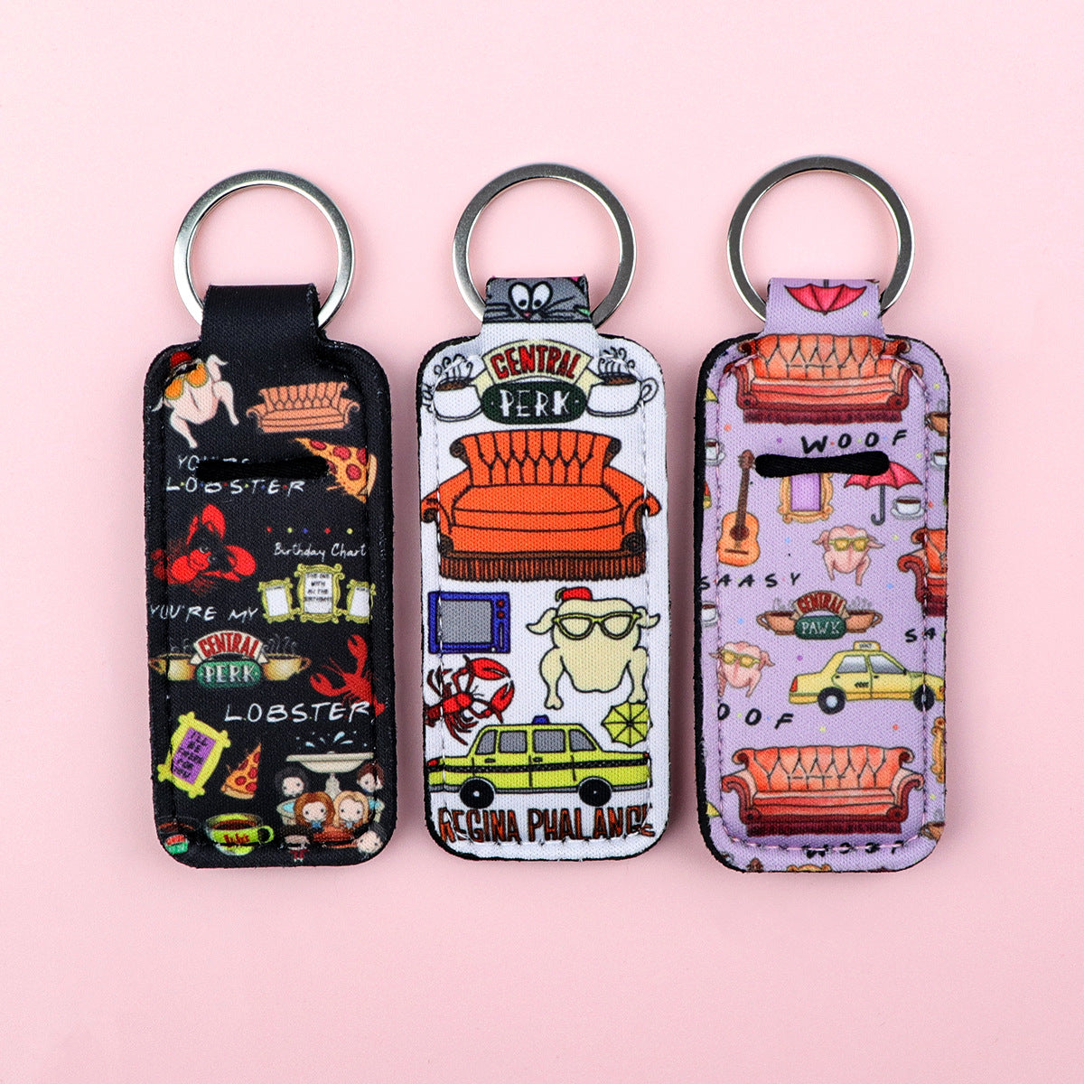 Wholesale 6pcs  Cartoon Protective Case Keychain Lipstick Case Keychain