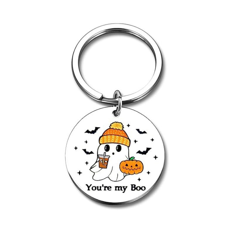 Wholesale Cute Stainless Steel Ghost Pumpkin Keychain  Party Gift Fashion Accessory For Resale