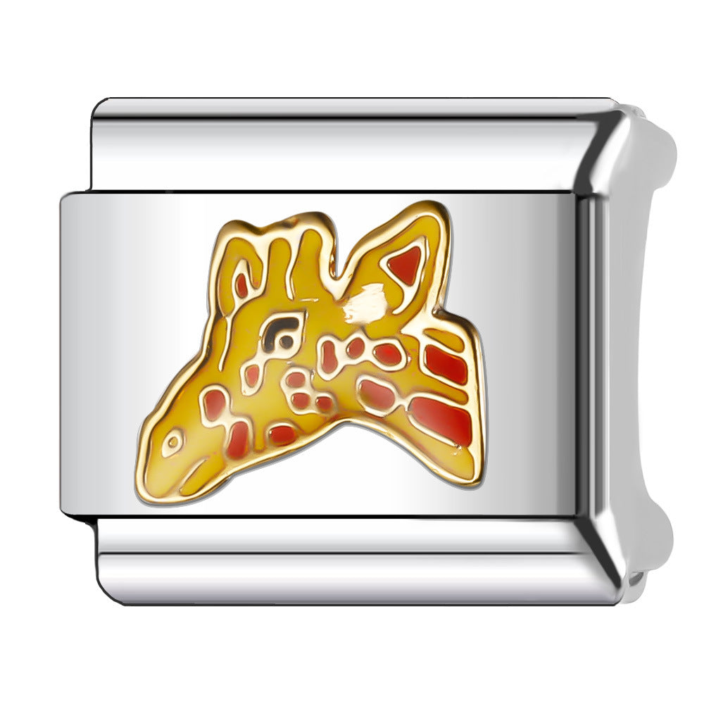 Wholesale Italian Charm Bracelet 9mm DIY Splicing Oil Drop Pattern Stainless Steel Composable Bracelet