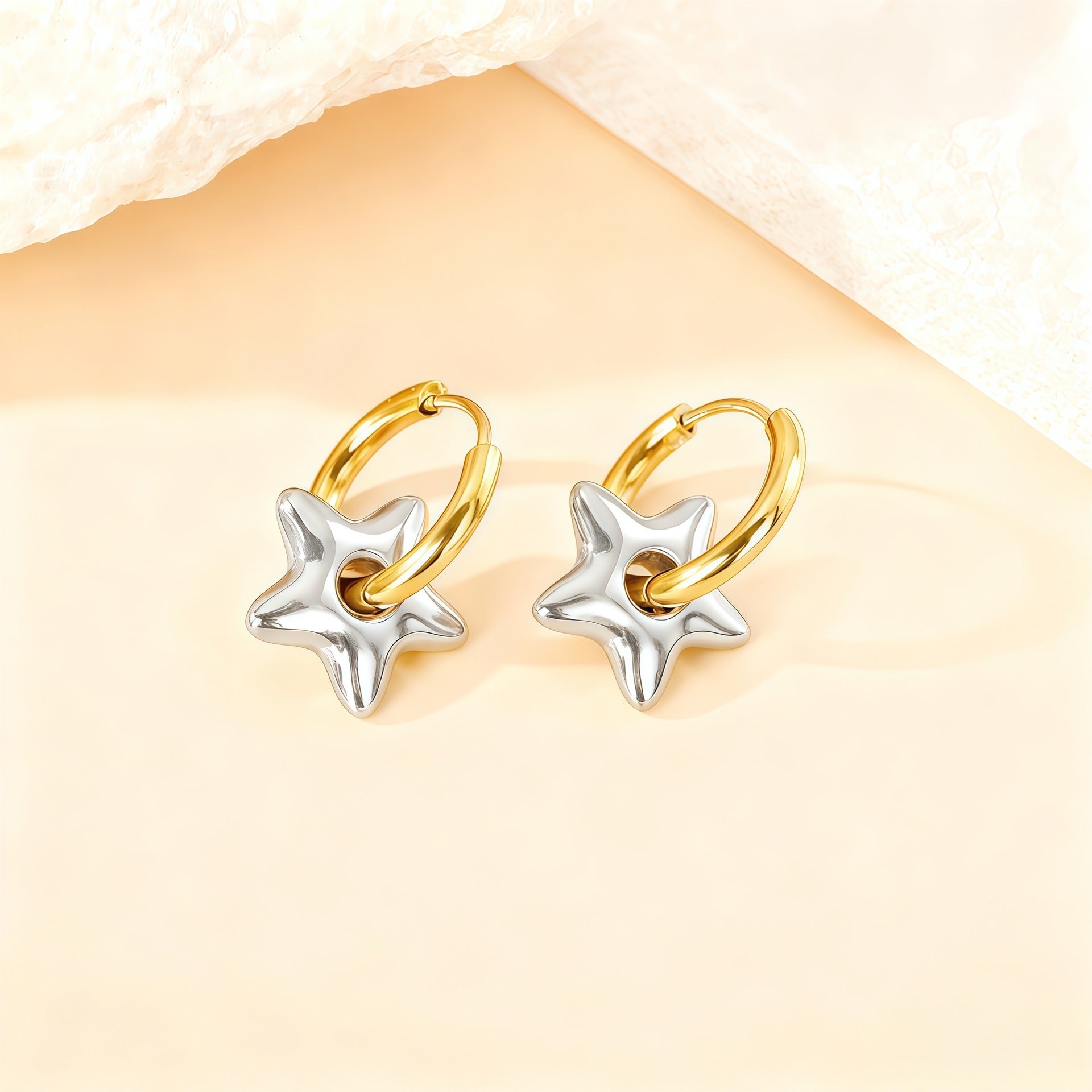 Wholesale Love Elegant Earrings Ear Buckle Titanium Steel Star Moon Geometric Earrings Light Luxury Earrings