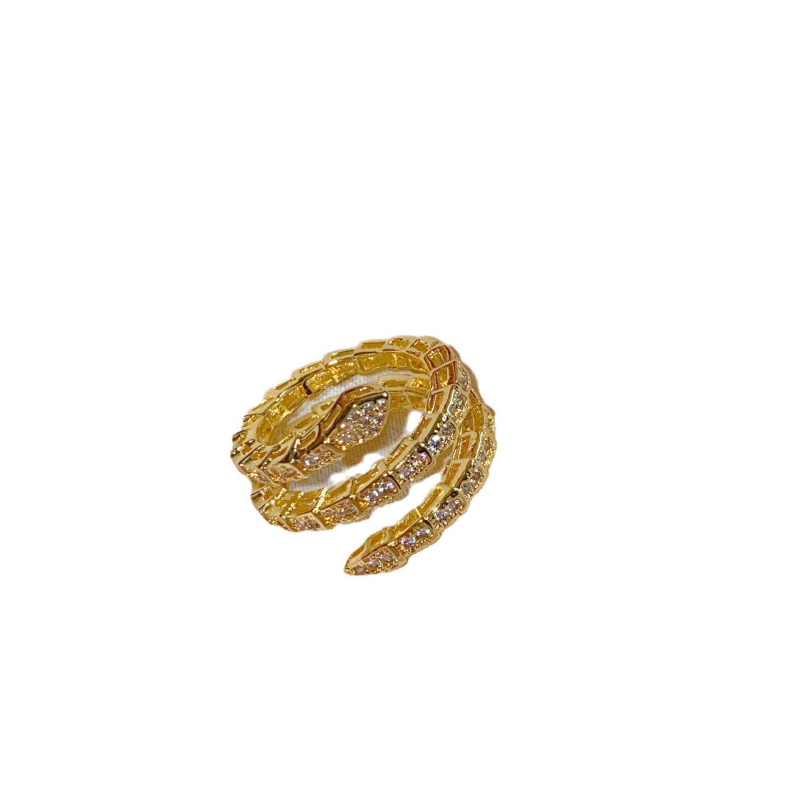 Wholesale full diamond zircon snake-shaped open adjustable ring