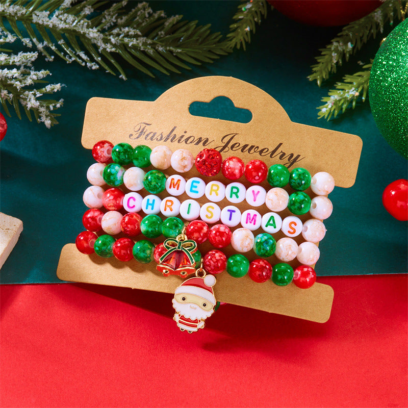 Wholesale Christmas soft ceramic multi-layer cartoon  bell bracelet