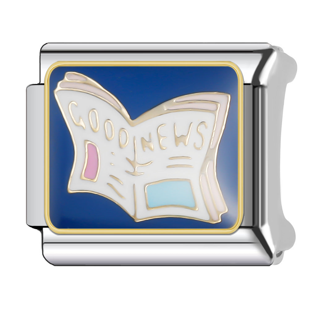 Wholesale Italian Charm Bracelet 9mm DIY Splicing Stainless Steel Goodnight Series Cartoon Composable Bracelet