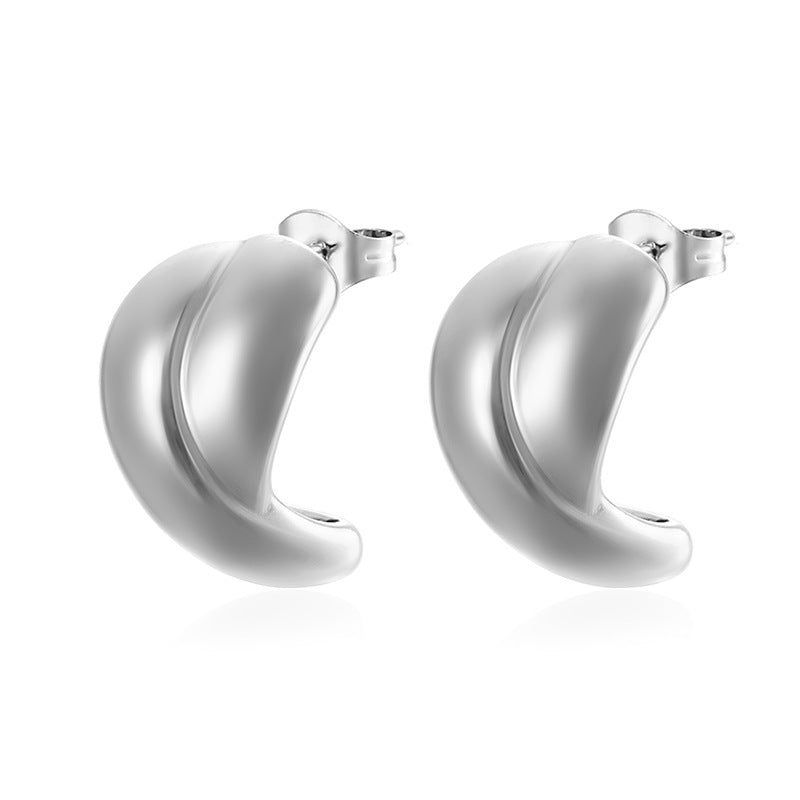 Wholesale Stainless steel earrings semicircular hollow earrings