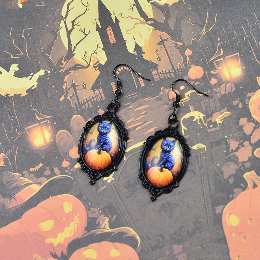 Wholesale  Pendant Earrings Ghost Pumpkin Dark Castle Design Zinc Alloy Electroplated Fashion Jewelry For Party Boutique Resale