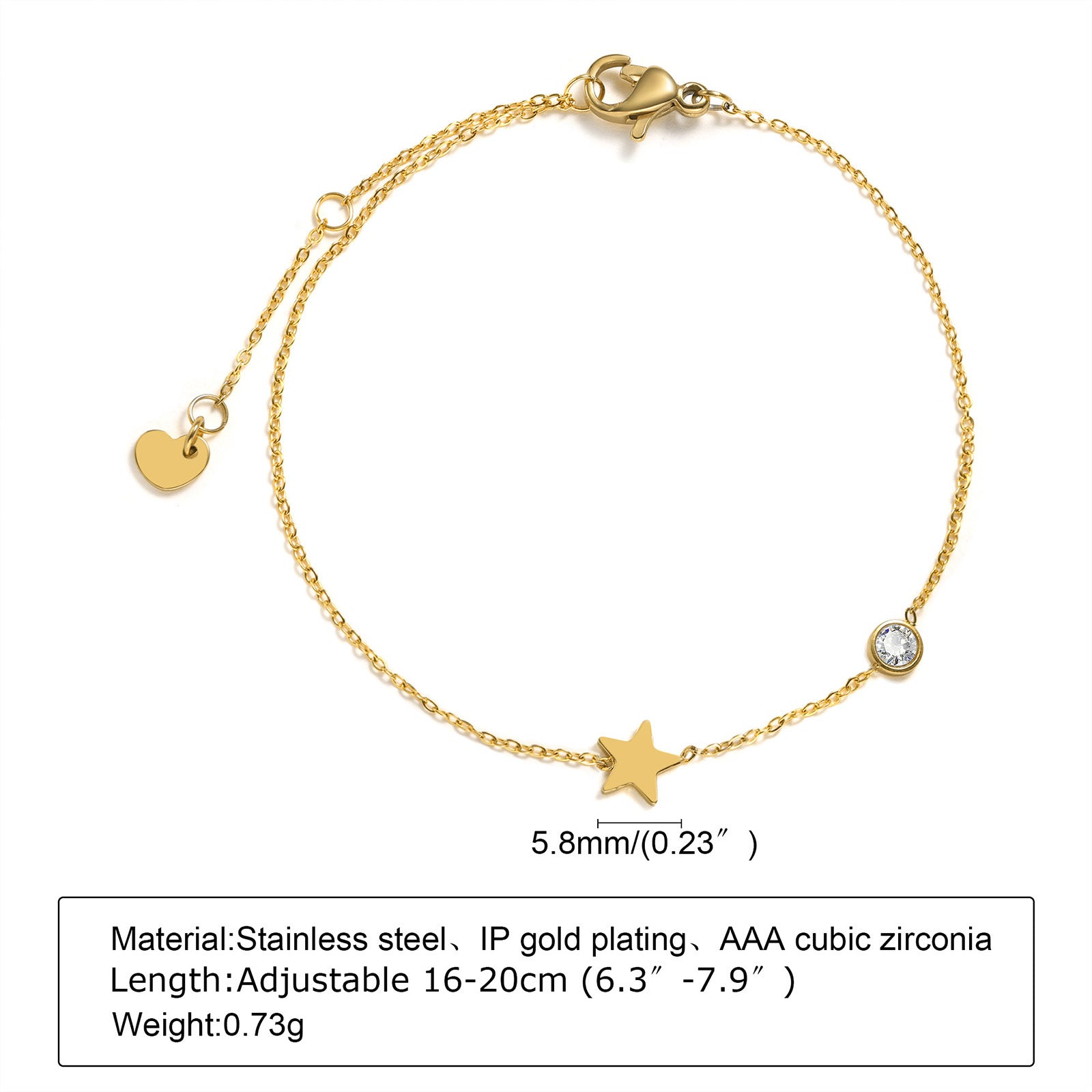 Wholesale Trendy Geometric Gold Stainless Steel Bracelet With White Colorful Zircon For Women Fashion Accessory Gift