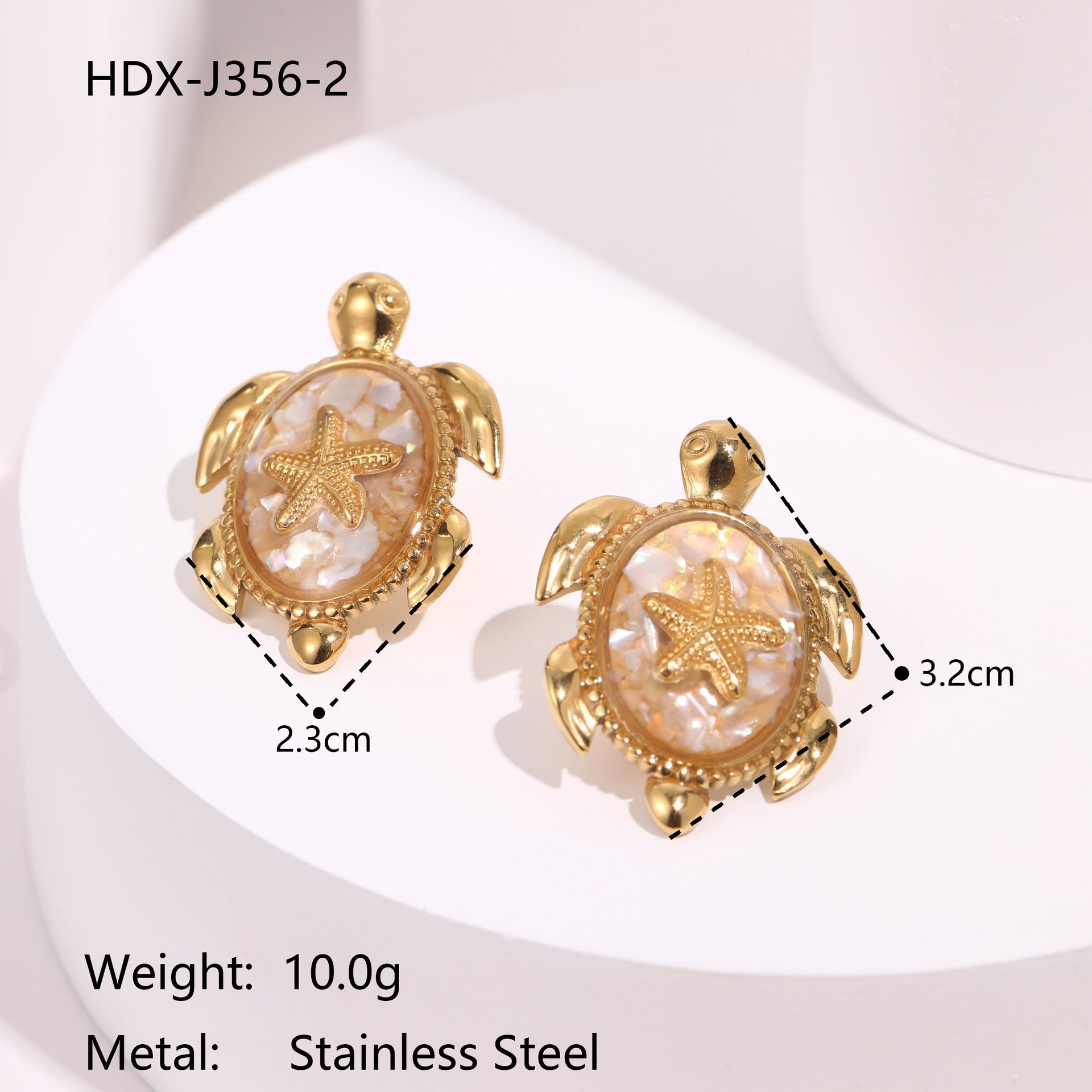 Wholesale Stainless steel ocean-themed enamel turtle and starfish earrings
