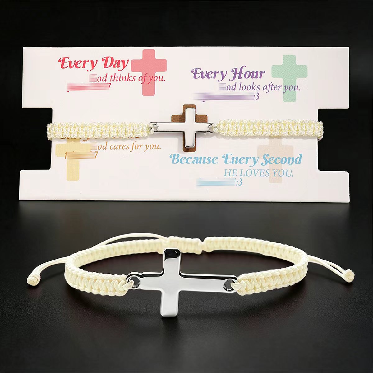 Wholesale Red Handmade Woven Cross Bracelet Stainless Steel Unisex Couple Gift Fashion Accessory