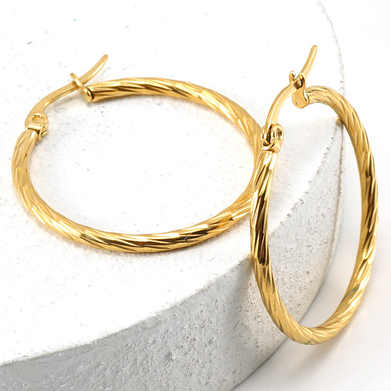 Wholesale 18K Titanium Steel Earrings  All-match Round gold-plated Earrings
