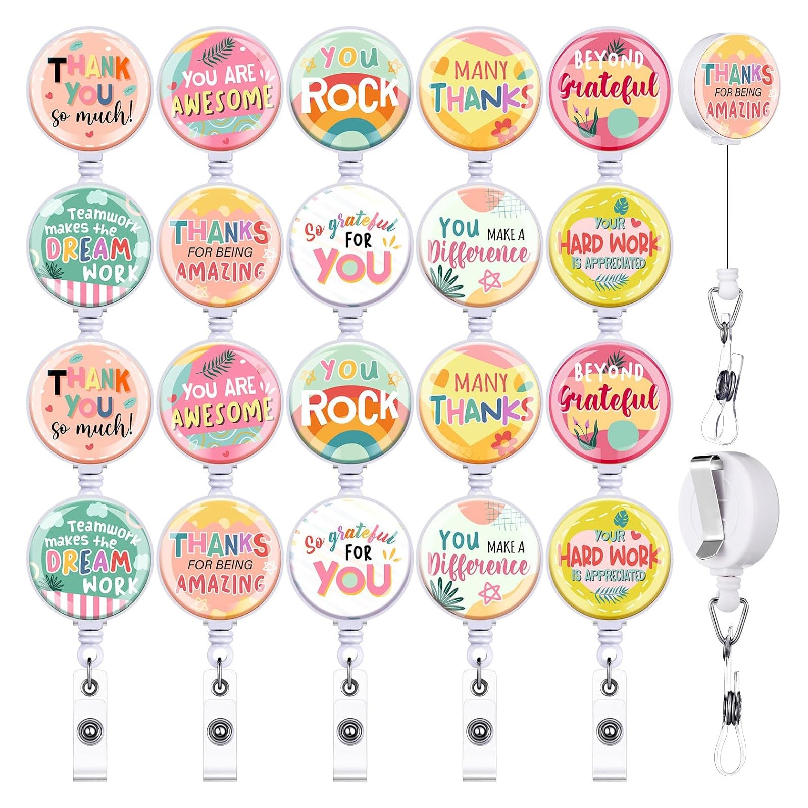 Wholesale Colorful Motivational Quote Acrylic ID Card Holder with Retractable Reel for Everyday Use Gift