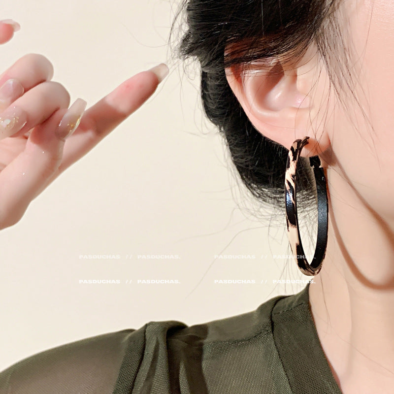 Wholesale Vintage Leopard Print Large Hoop Earrings