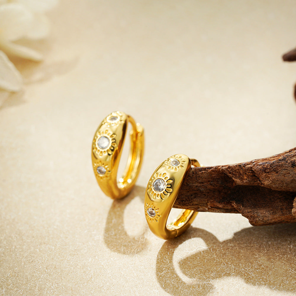 Wholesale Double Row Zircon Plated Earrings