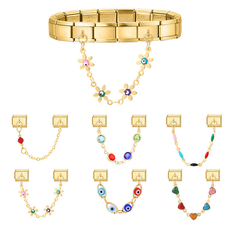 Wholesale 9mm Italian Charm Starter Bracelets DIY Double Hanger Stainless Steel Composable Bracelet