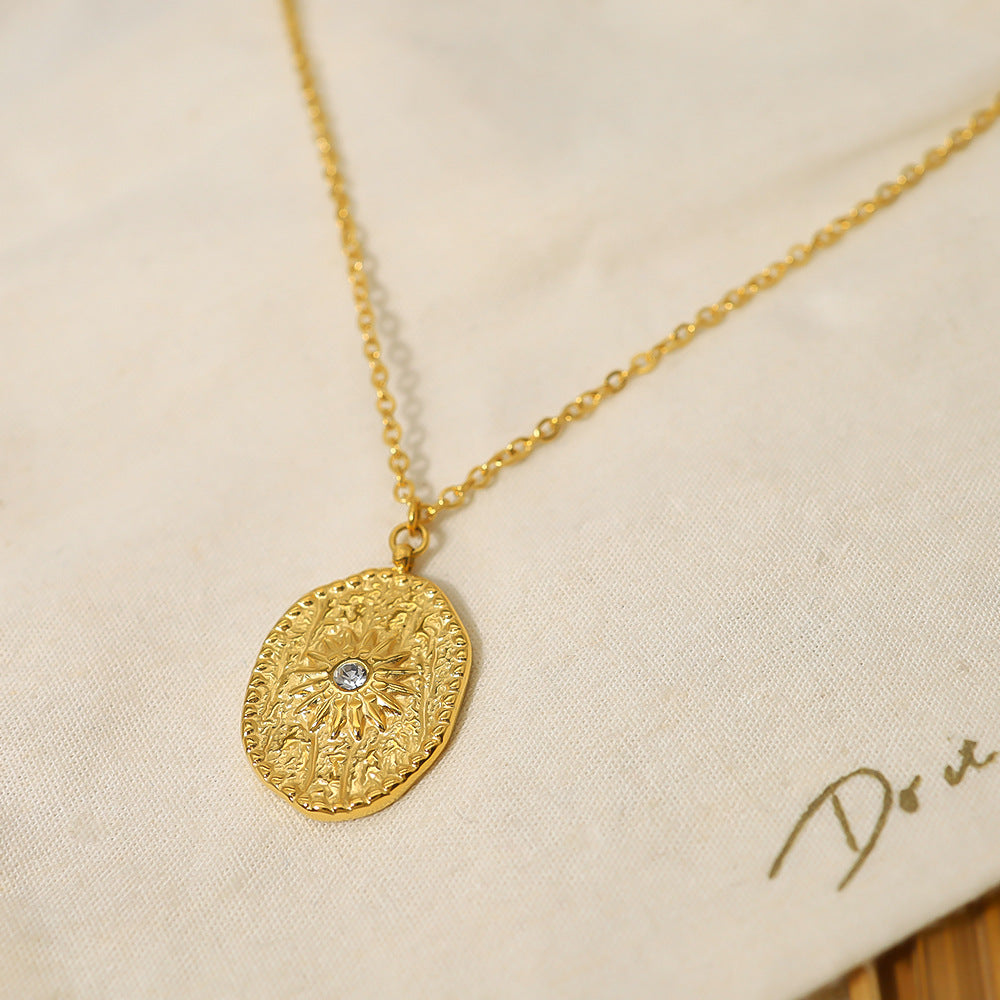 Wholesale  18K real gold titanium steel Awn star pendant necklace