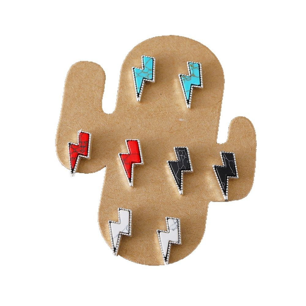 Wholesale Western Wind Lightning Round Turquoise Stud Earrings