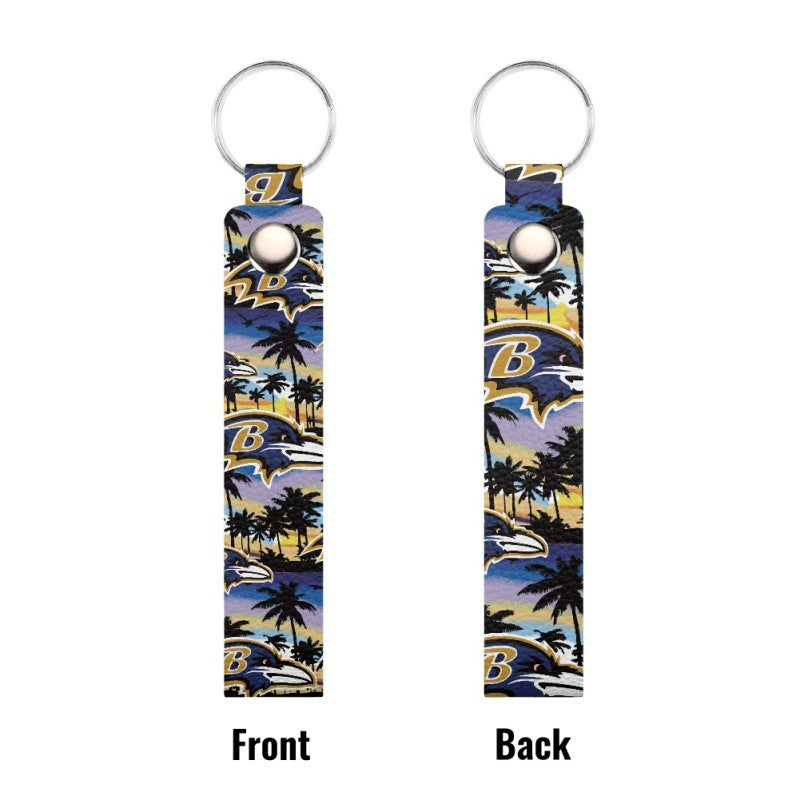 Wholesale  PU Leather Keychain Double-sided Printable logo Keychain