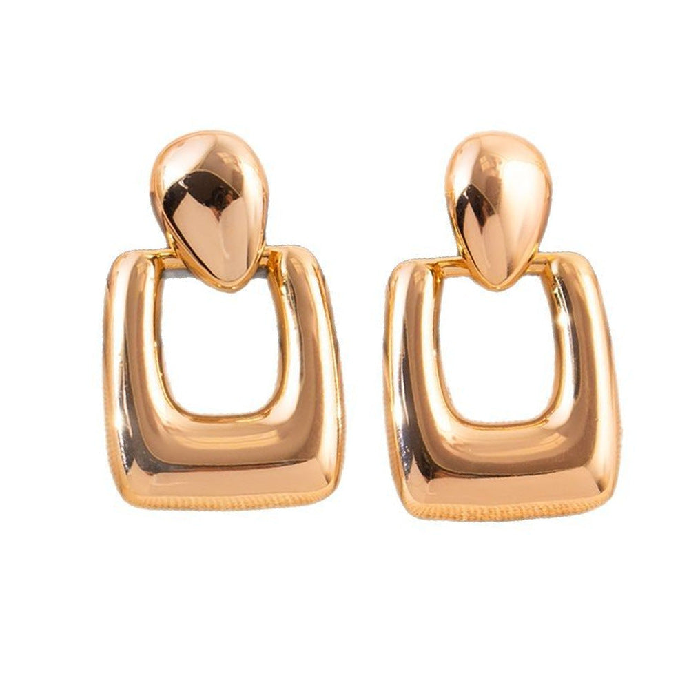 Wholesale Real Gold Electroplated Hollow Geometric Earrings