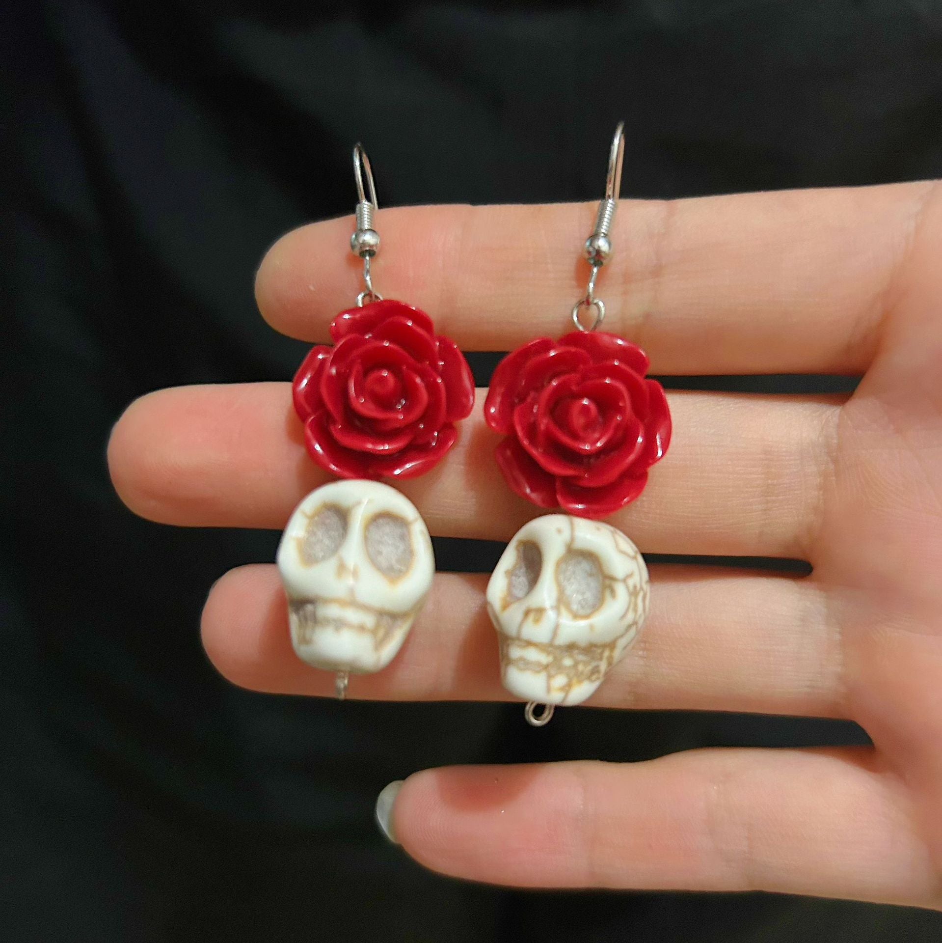 Wholesale  5pcs Skull Magic Cap Flower Pendant Earrings