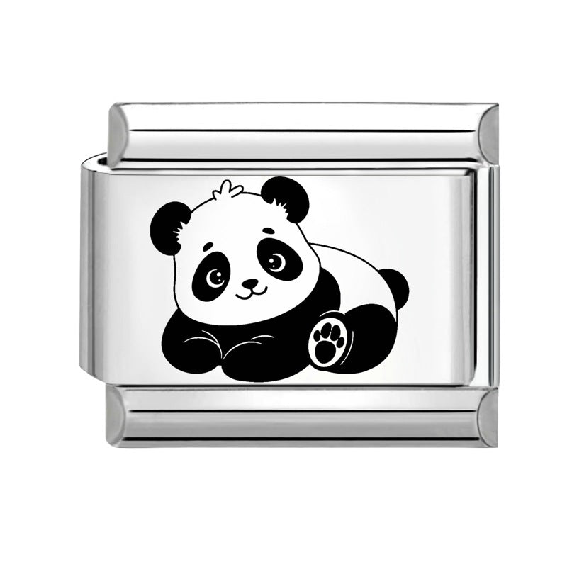 Wholesale  Italian Charm Bracelet 9mm DIY Splicing Removable Cartoon Panda Stainless Steel Composable Bracelet