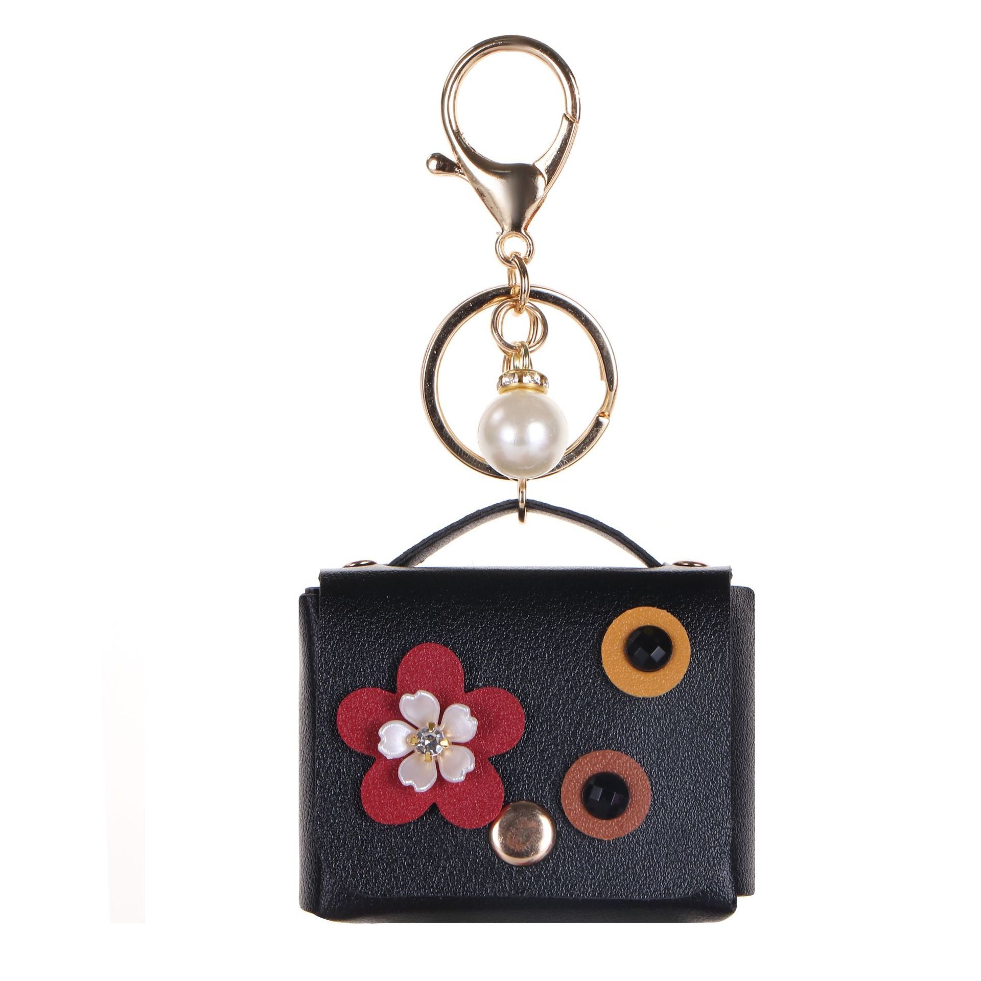 Wholesale  Leather Headphone Bag Shell Flower Diamond Pearl Bag Keychain