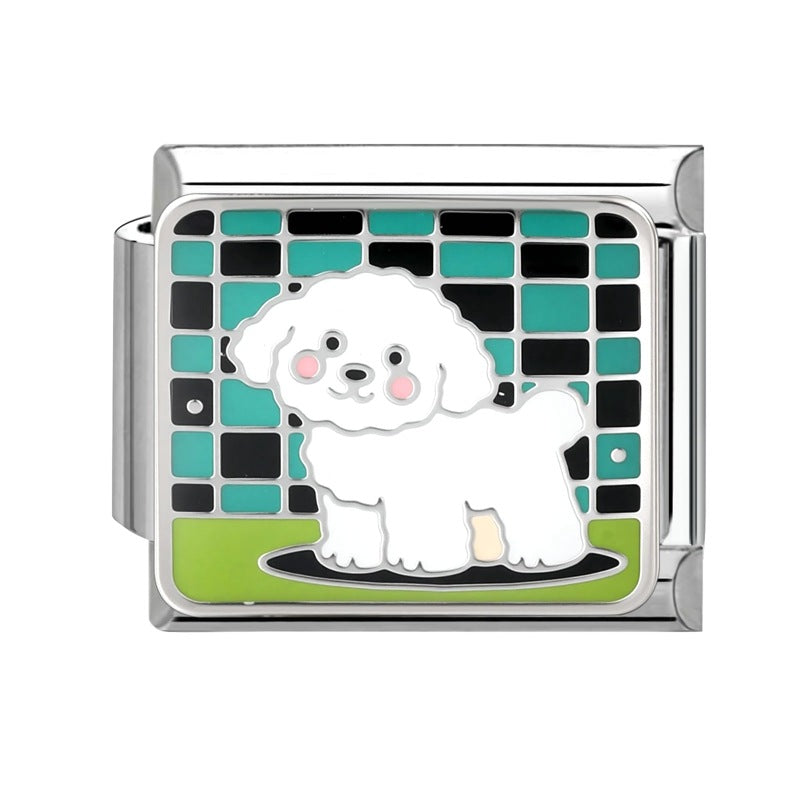Wholesale  9mm Italian Charm Starter Bracelets DIY square Single Section Creative Stainless Steel Composable Bracelet