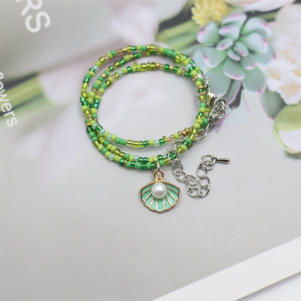 Wholesale Colorful Beaded Necklace Bohemian Shell Pearl Clavicle Necklace