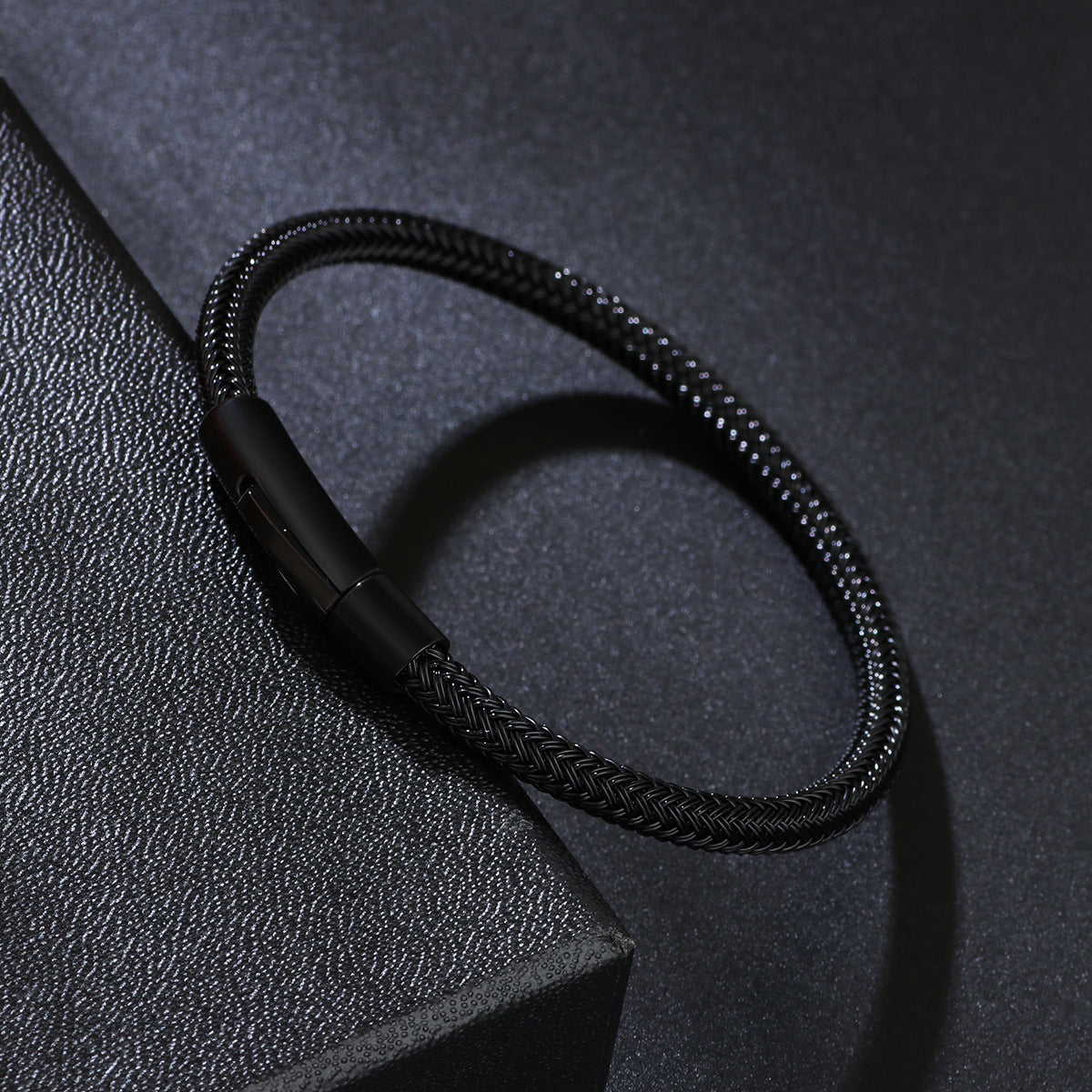 Wholesale wire braided stainless steel electroplated magnetic clasp bracelet