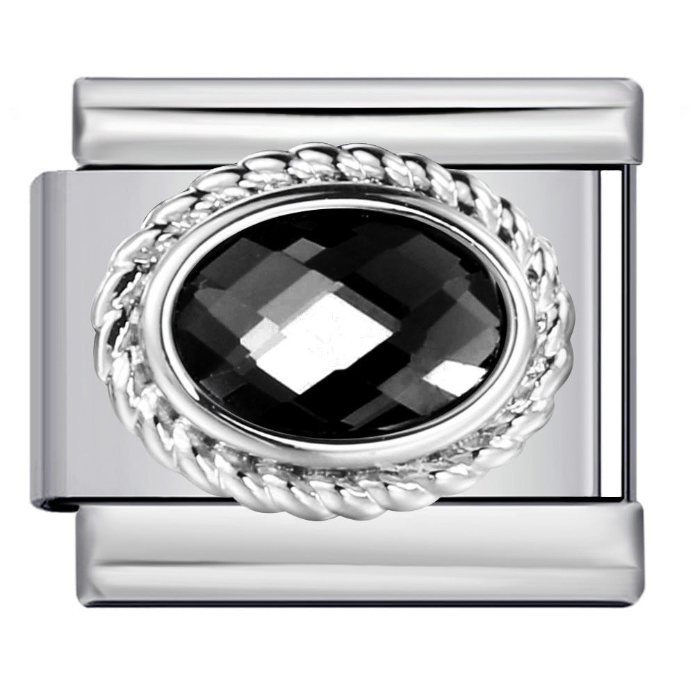 Wholesale Italian Charm Bracelet 9mm DIY Splicing Colored Zirconia Stainless Steel Composable Bracelet