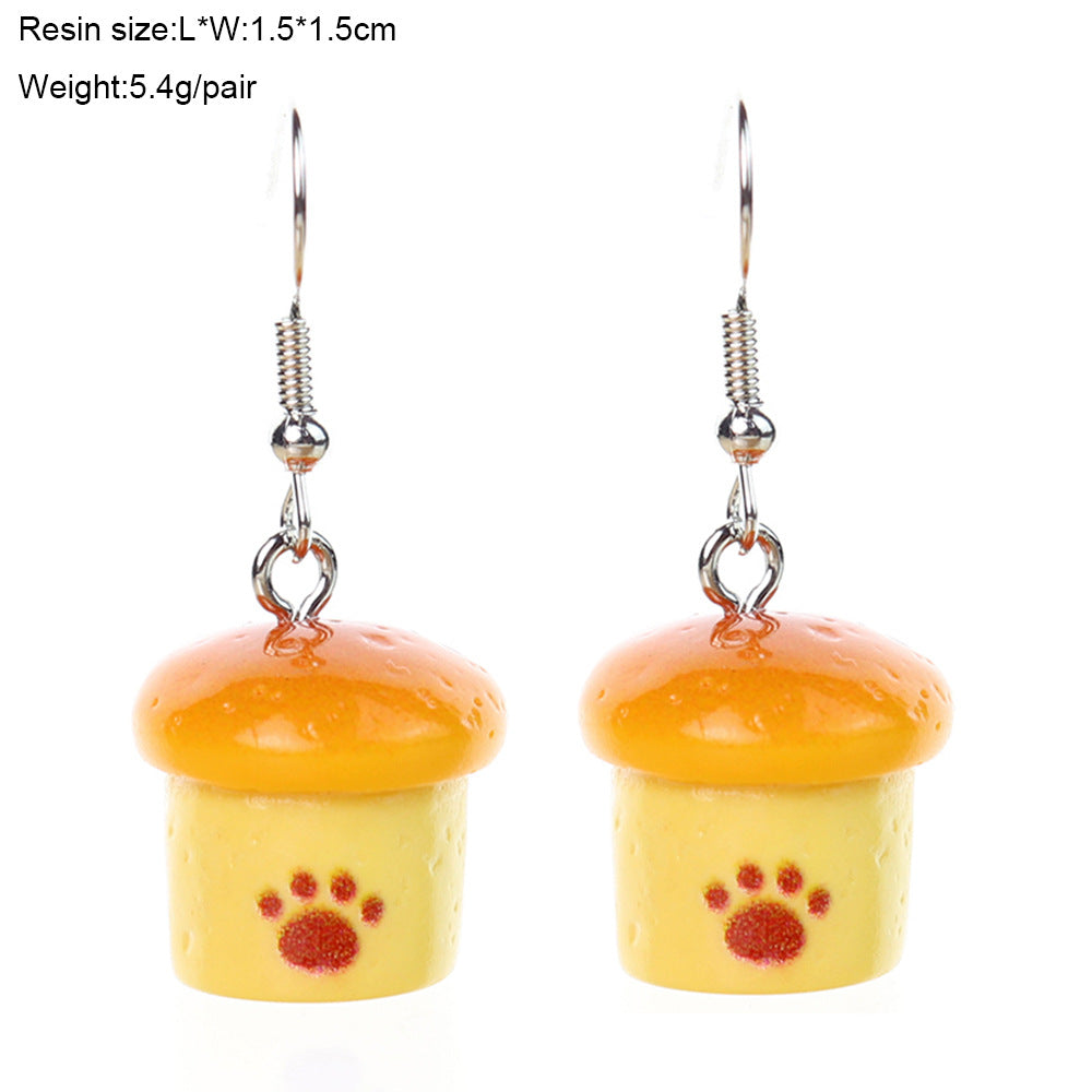 Wholesale  Fun Cute Cartoon Tray Pastry Food Play Earrings