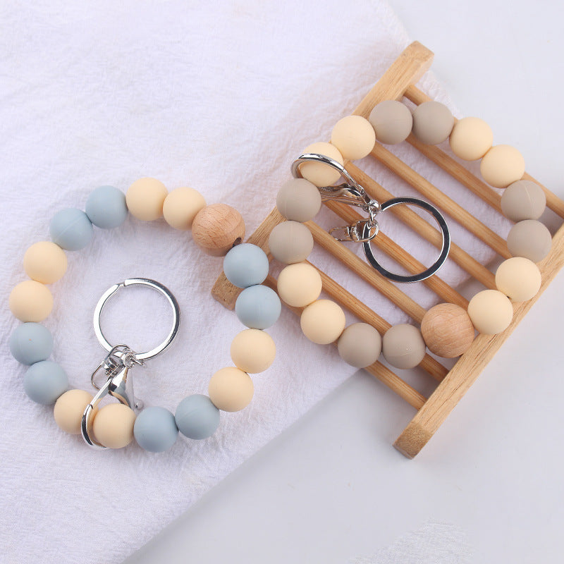 Wholesale Solid Color Silicone Beaded Wrist Keychain ACC-KC-GuangTian062
