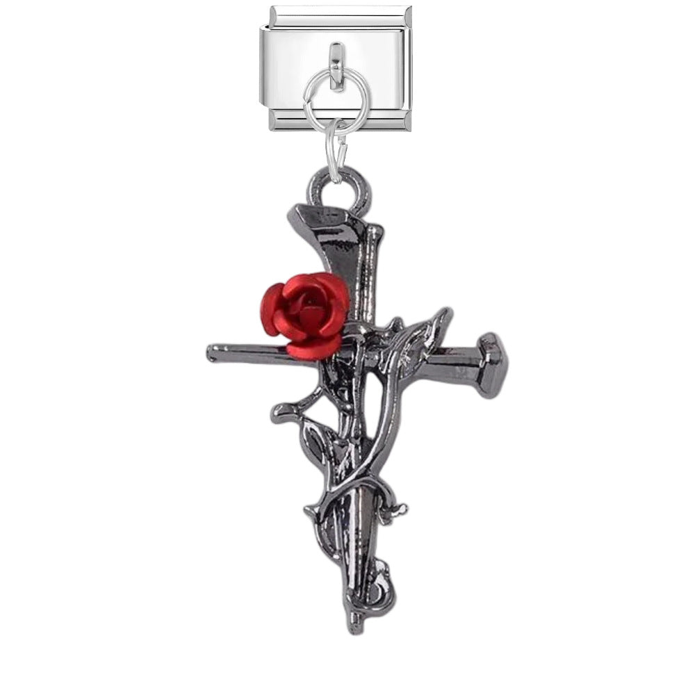 Wholesale Punk Cross DIY Bracelet Charms Titanium Steel Fashion Accessory for Gift and Boutique Resale