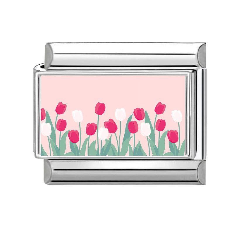 Wholesale Cute Cartoon Floral Charm Bracelet Stainless Steel DIY Jewelry Boutique Accessory