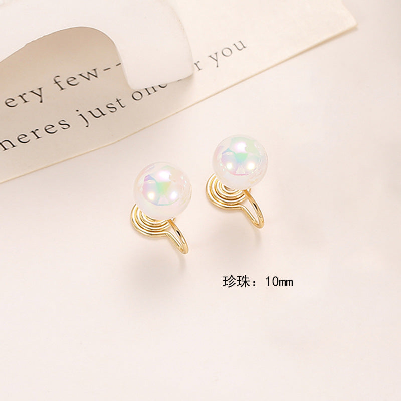 Wholesale pearl retro round shiny ear hooks earrings