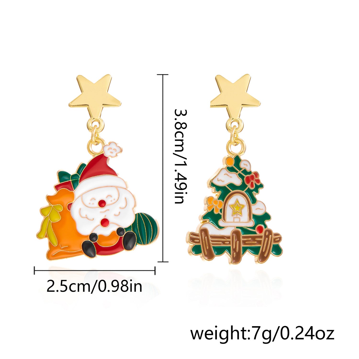 Wholesale Cartoon oil dripping  Christmas tree bell earrings