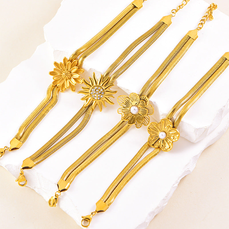 Wholesale  Stainless steel simple fashion double snake bone bracelet