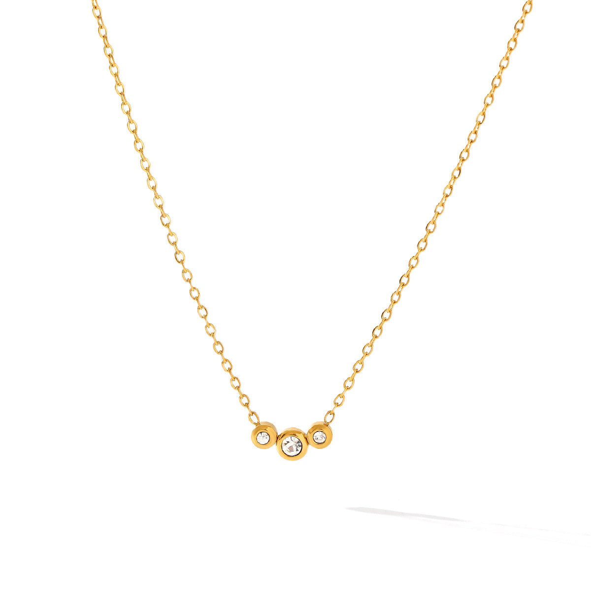 Wholesale Stainless Steel Diamond Pendant 18K Gold Necklace