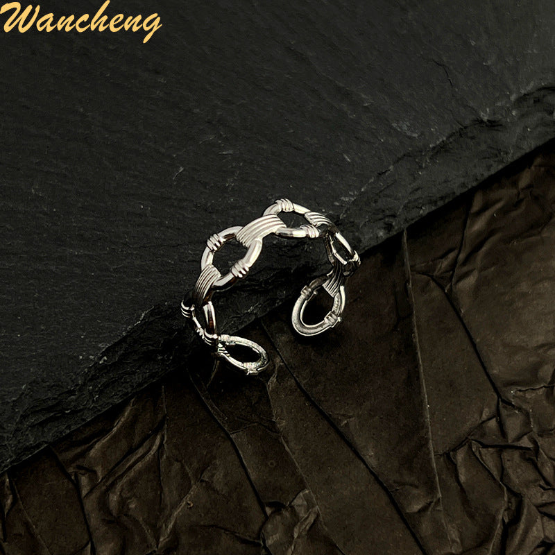 Wholesale Stainless Steel Ring 18k Gold Plated Silver Ring Hollow Circle Rings ACC-RS-WanCh002
