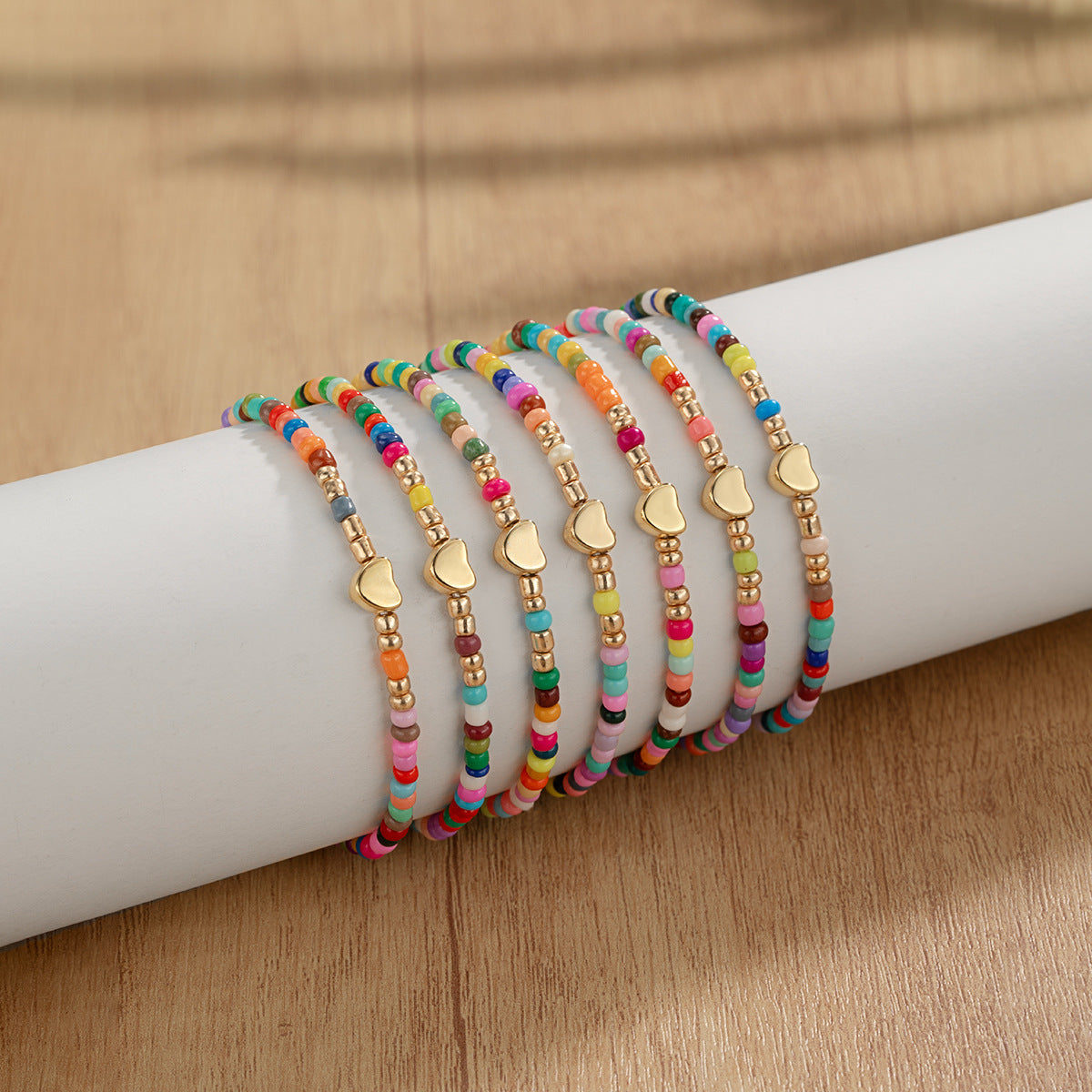 Wholesale  alloy love random color beads elastic ladies bracelet