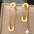 Wholesale Exaggerated Design Sense Stainless Steel Gold  Pearl Pendant Pin Earrings