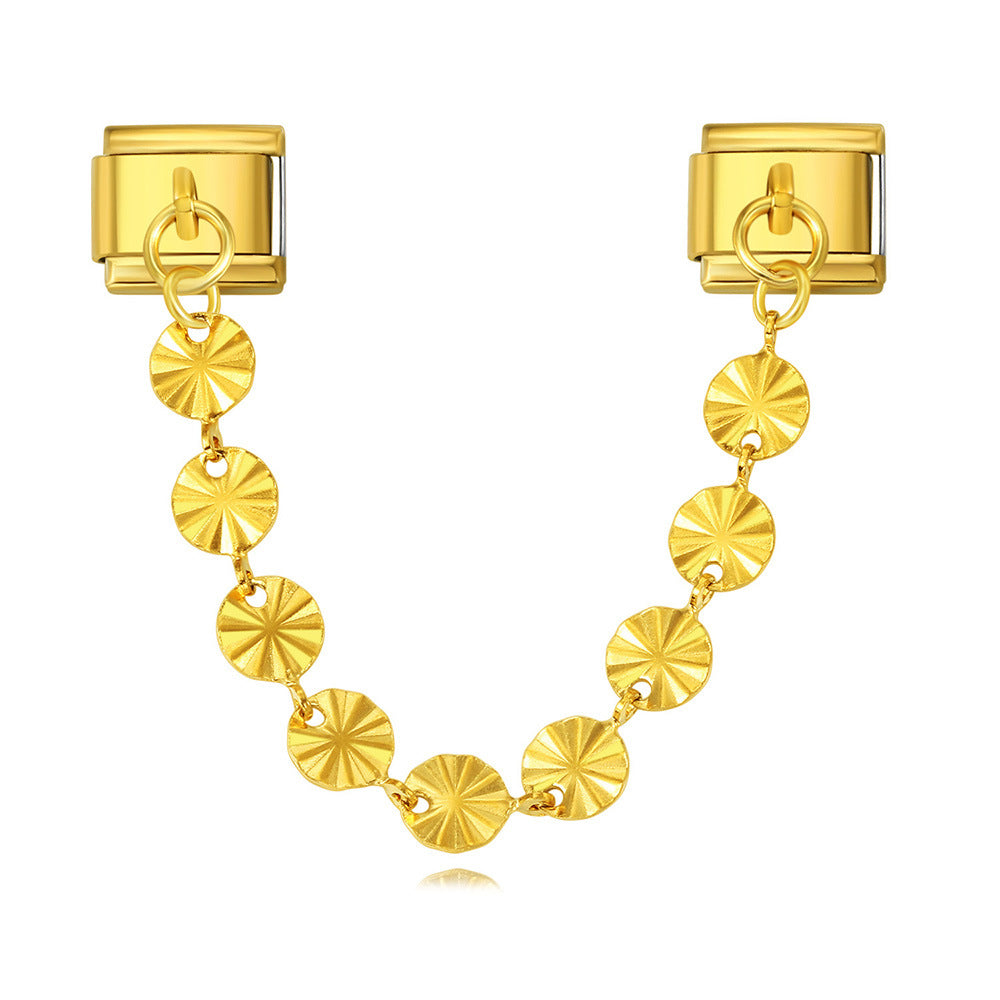 Wholesale Italian Charm Bracelet 9mm DIY Splicing Gold and Silver Double Pendant Stainless Steel Composable Bracelet