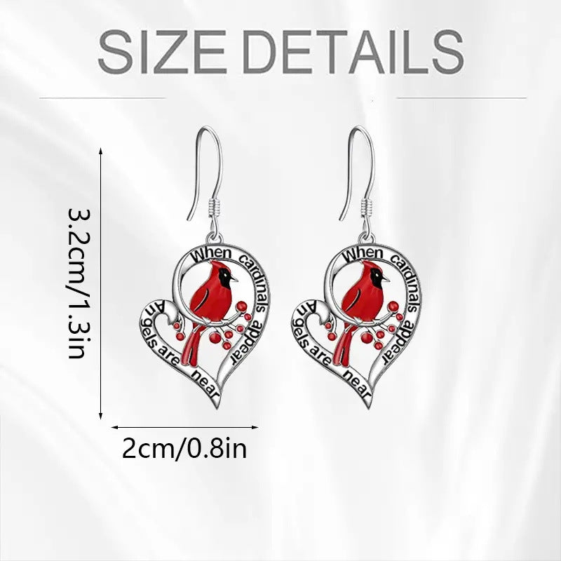 Wholesale Red Bird Love Heart Earrings Retro Bird Animal Earrings ACC-ES-Yunz006