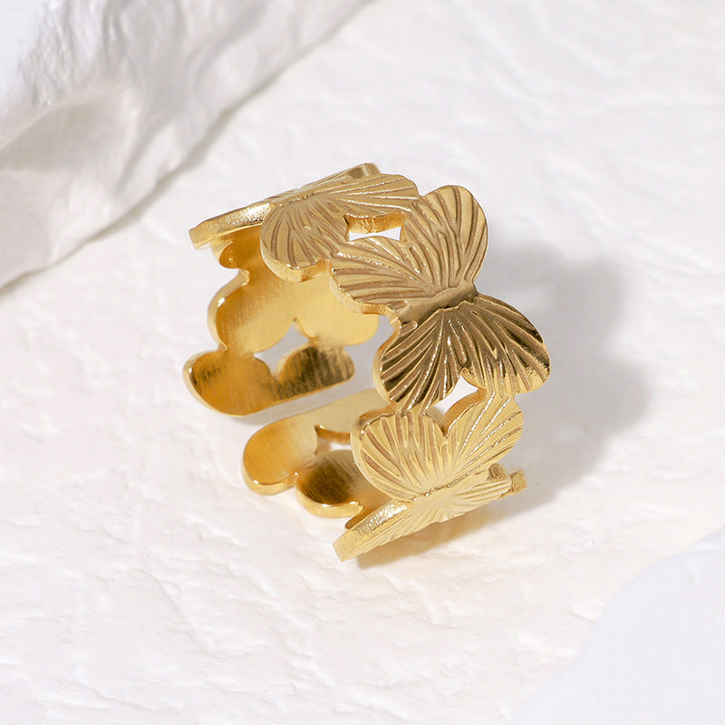 Wholesale Stainless Steel Rings Open 18K Gold Plated Rings ACC-RS-Manguo004