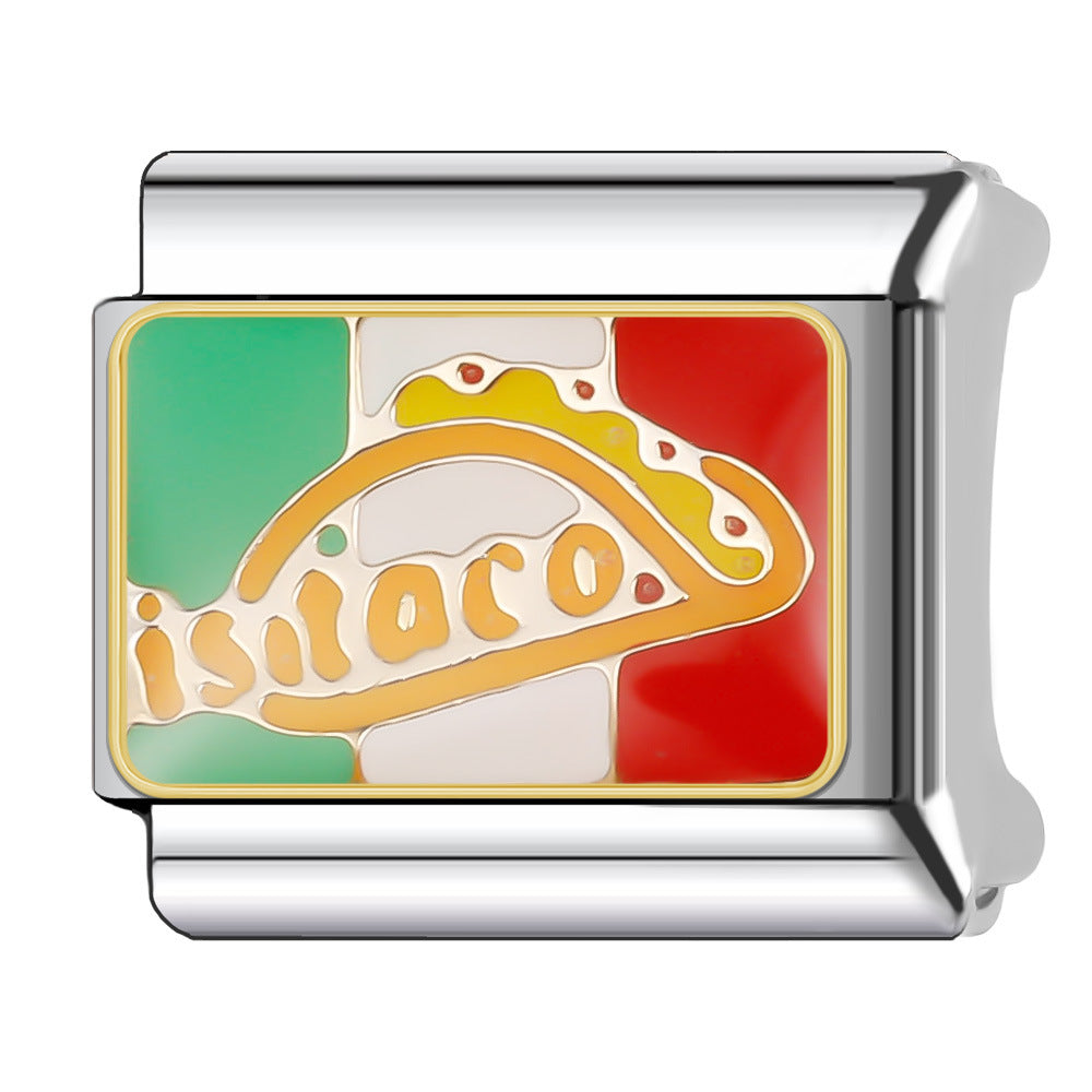 Wholesale Italian Charm Bracelet 9mm DIY Splicing National Tourism Scenic Logo Stainless Steel Composable Bracelet