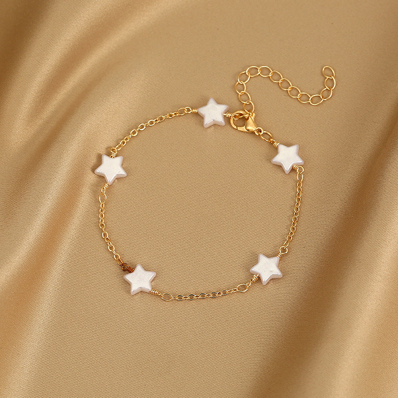 Wholesale Electroplated Copper Evil Eye Lucky Clover Bracelet Fashion Jewelry Accessory