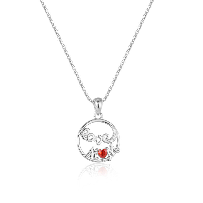 Wholesale Mama's Love Necklace Female S925 Sterling Silver Light Luxury Zircon Pendant Necklace
