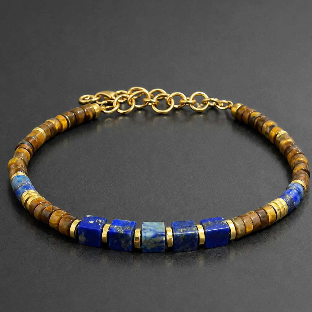 Wholesale Stylish Natural Stone Beaded Bracelet With Lapis Lazuli And Tiger Eye Fashion Accessory For Casual Everyday Wear Or Gift