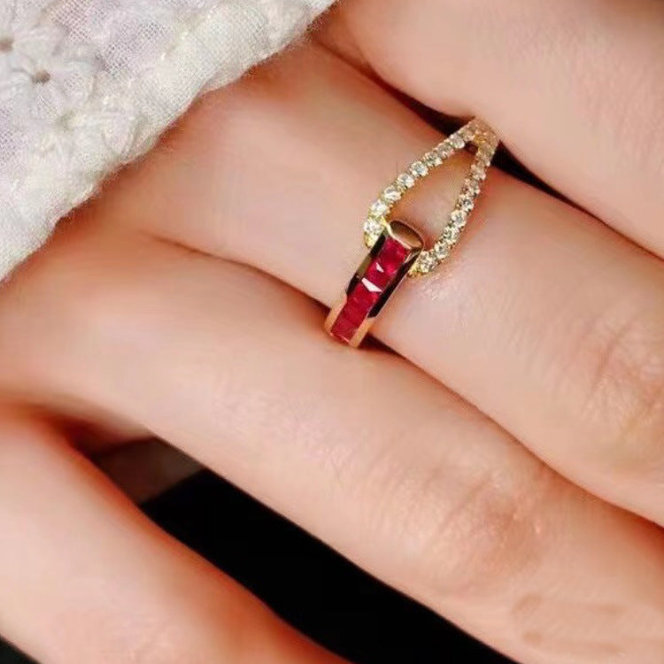 Wholesale Diamond Ring Jewelry Light Luxury  Color  Geometric Ring